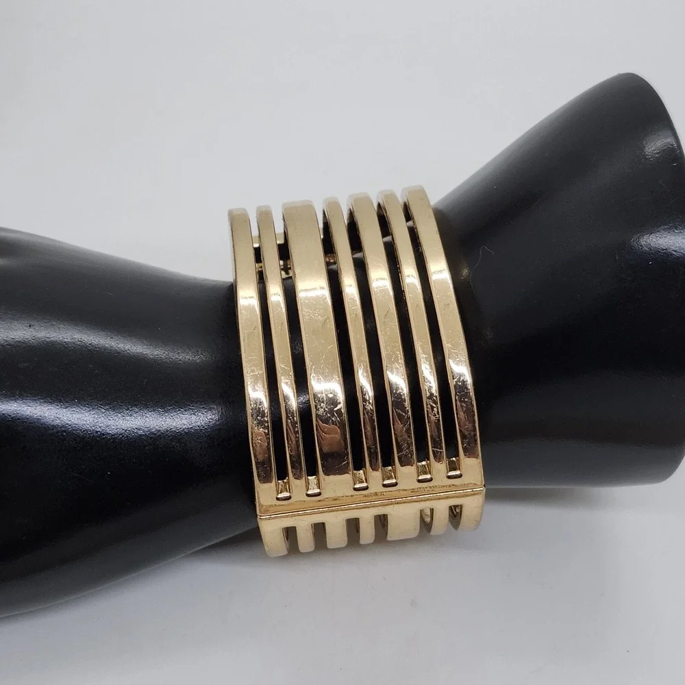 Multi-Layered Gold Tone Cuff Bangle Bracelet‎